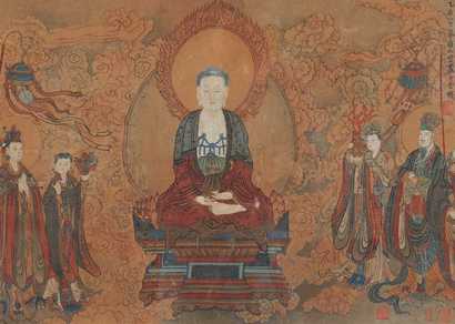 丁云鹏 临唐人壁画 镜心